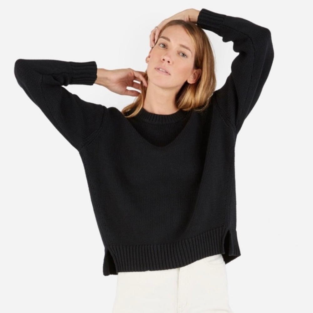 Everlane Black Charcoal Long Sleeve Knit Crew Neck Sweater Classic XS